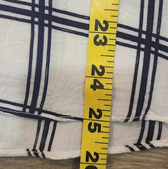 Zara Basic blue and cream sheer plaid long sleeve Button down shirt - Picture 4 of 5